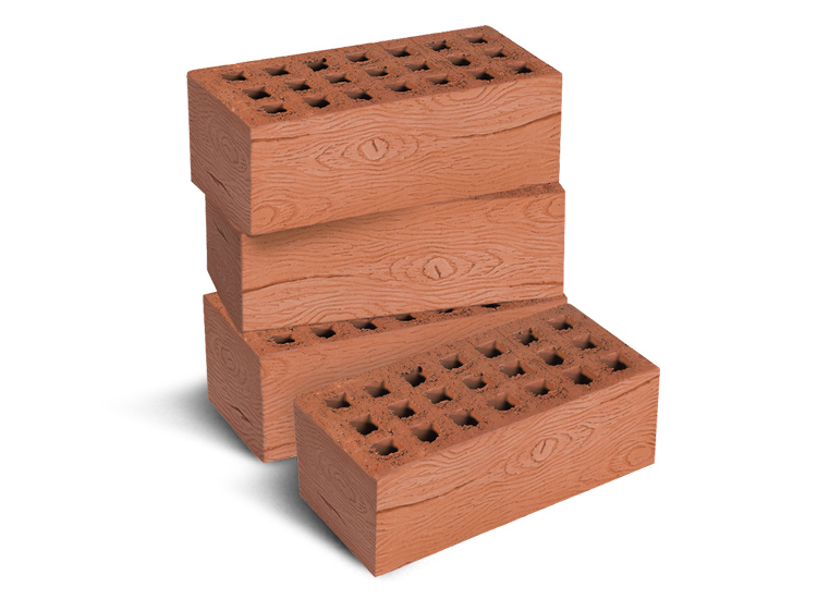 Уцененный лицевой пустотелый утолщенный «Кора дуба» 1,4НФ терракотовый