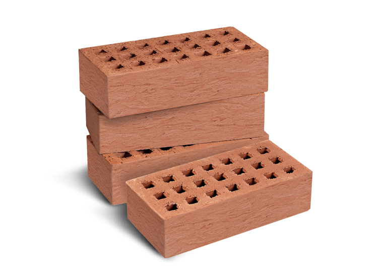 Кирпич лицевой пустотелый одинарный «Миндаль» 1НФ терракотовый